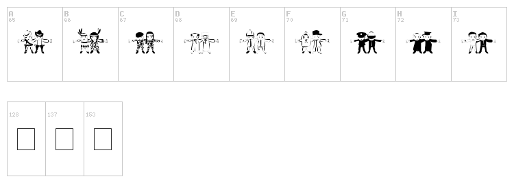 Human Chain font map